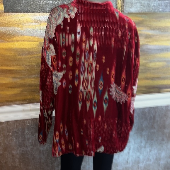 Johnny Was Silk Velvet Feather Burnout Mara Blouse Top Shirt  XXL MSRP $310 New - Picture 12 of 14